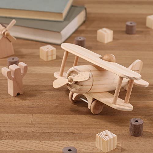 Toy Plane Biplane Model Airplane Retro Vintage Craft Wood