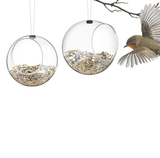 Mini Bird Feeders Hanging Set of 2 in Glass