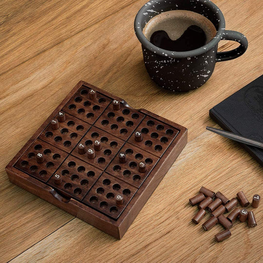 Iron and Glory Sudoku Wooden Puzzle Board Game Brown