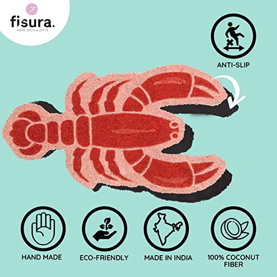 Doormat Lobster Red Orange Quirky