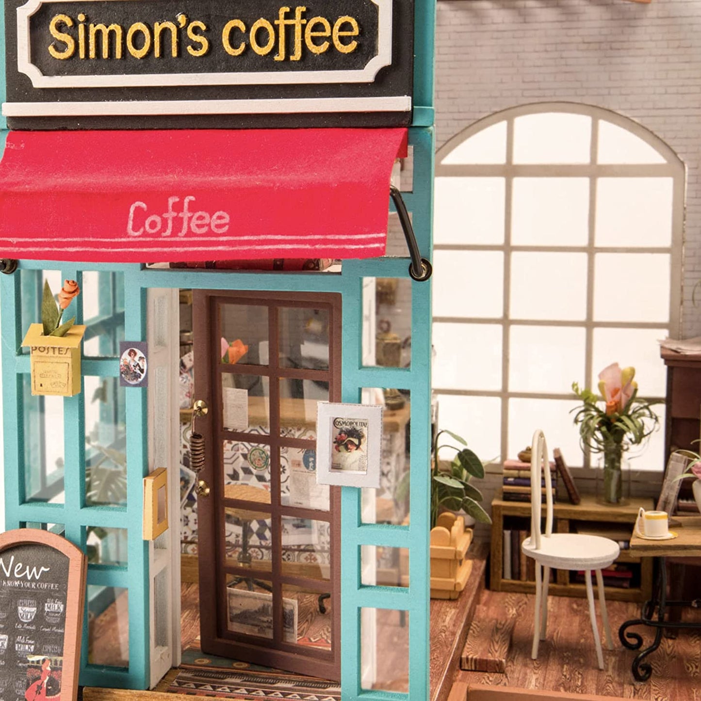 Miniature DIY Coffee Shop Scene Kit Wood 3D Puzzle Model