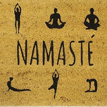 Doormat Namasté Yoga Sillhouettes Beige Black Fisura