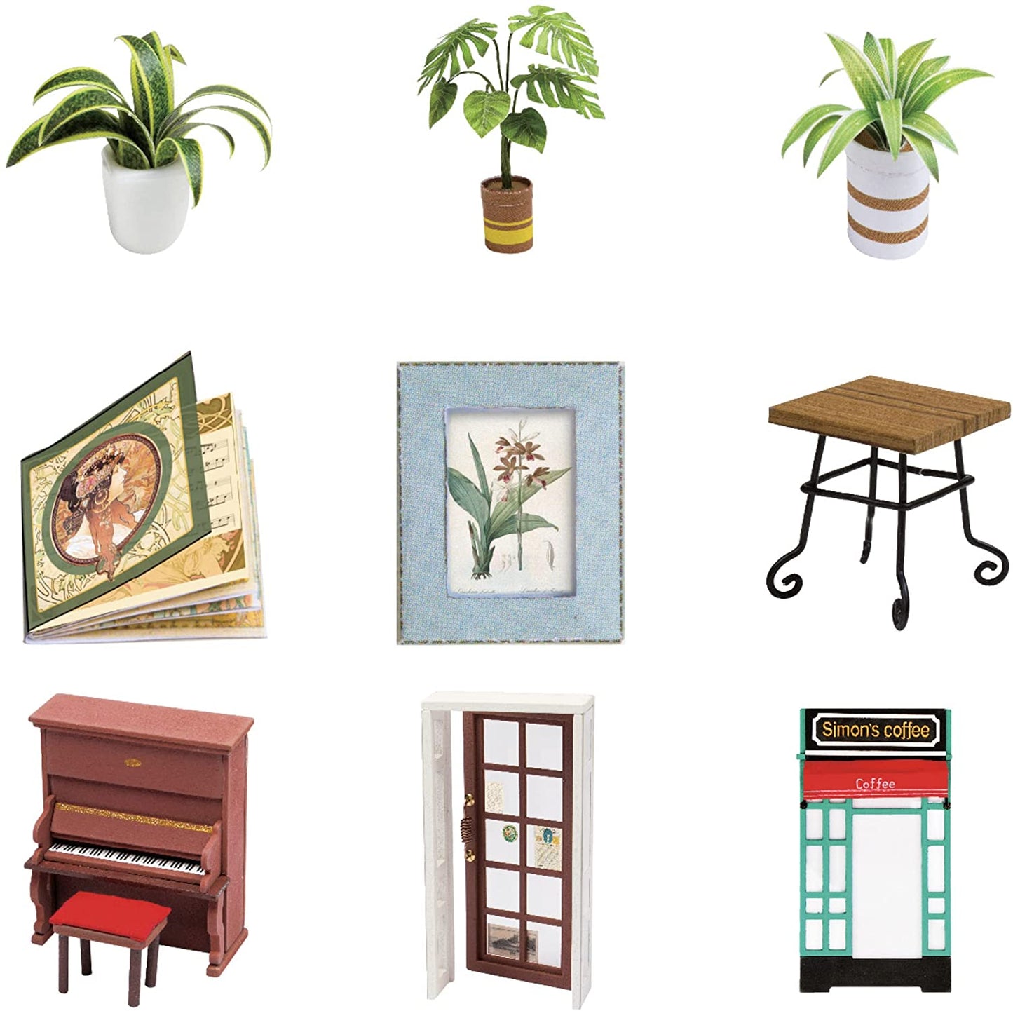 Miniature DIY Coffee Shop Scene Kit Wood 3D Puzzle Model