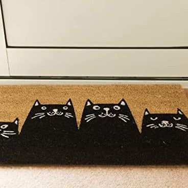 Cat Doormat Cute Black Brown Non-Slip