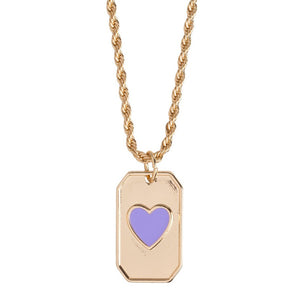 Charm Necklace Purple Heart Gold Plated Enamel Timi