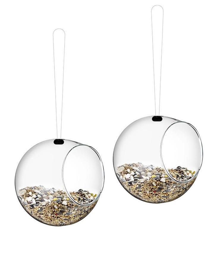 Mini Bird Feeders Hanging Set of 2 in Glass