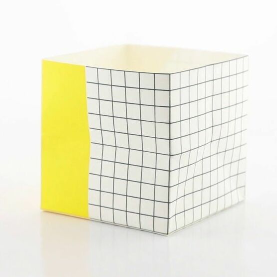 Plant Pot Geometric Cover - Large - Yellow - Grid - Brand Academy Store
