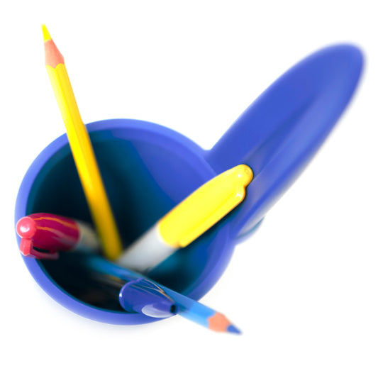 BiC pen lid desk tidy blue