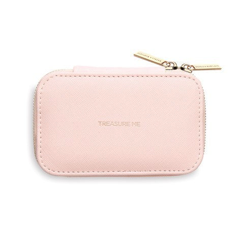Mini Jewellery Box Faux Leather 'Treasure Me' Blush