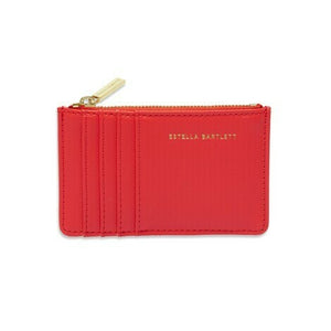 Card Purse Vegan Faux Leather 'Imagination Rules The World' Coral