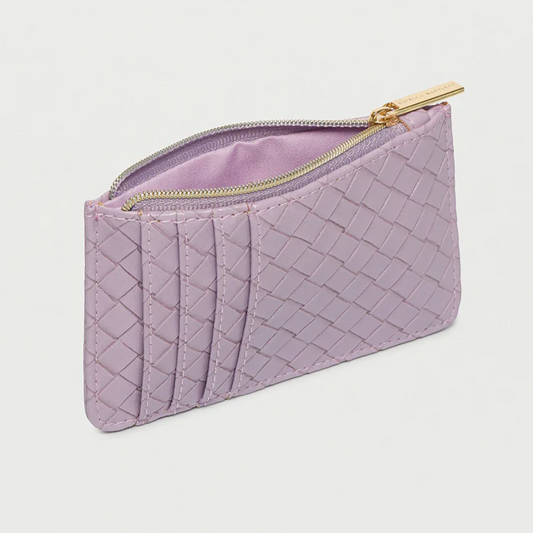Card Holder Purse Lilac Purple Weave Faux Leather Estella Bartlett