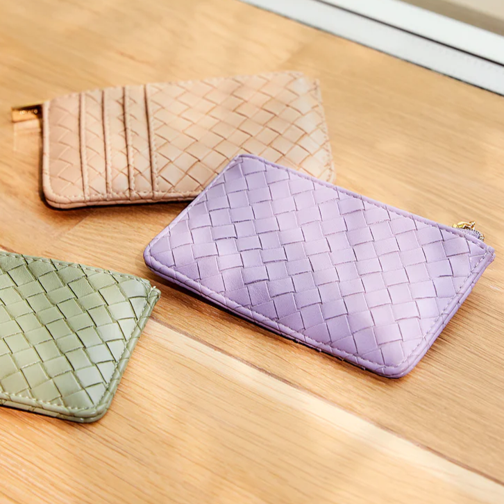 Card Holder Purse Lilac Purple Weave Faux Leather Estella Bartlett