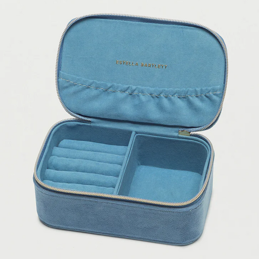 Jewellery Box Mini Daisy Stitch Velvet Blue