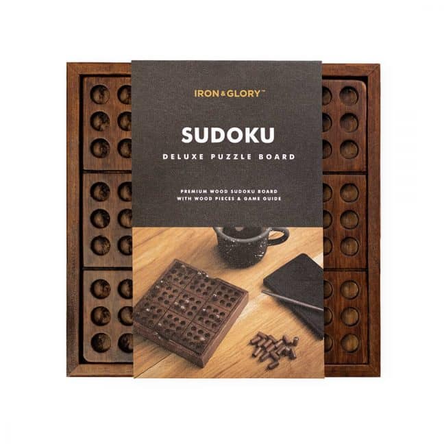 Iron and Glory Sudoku Wooden Puzzle Board Game Brown