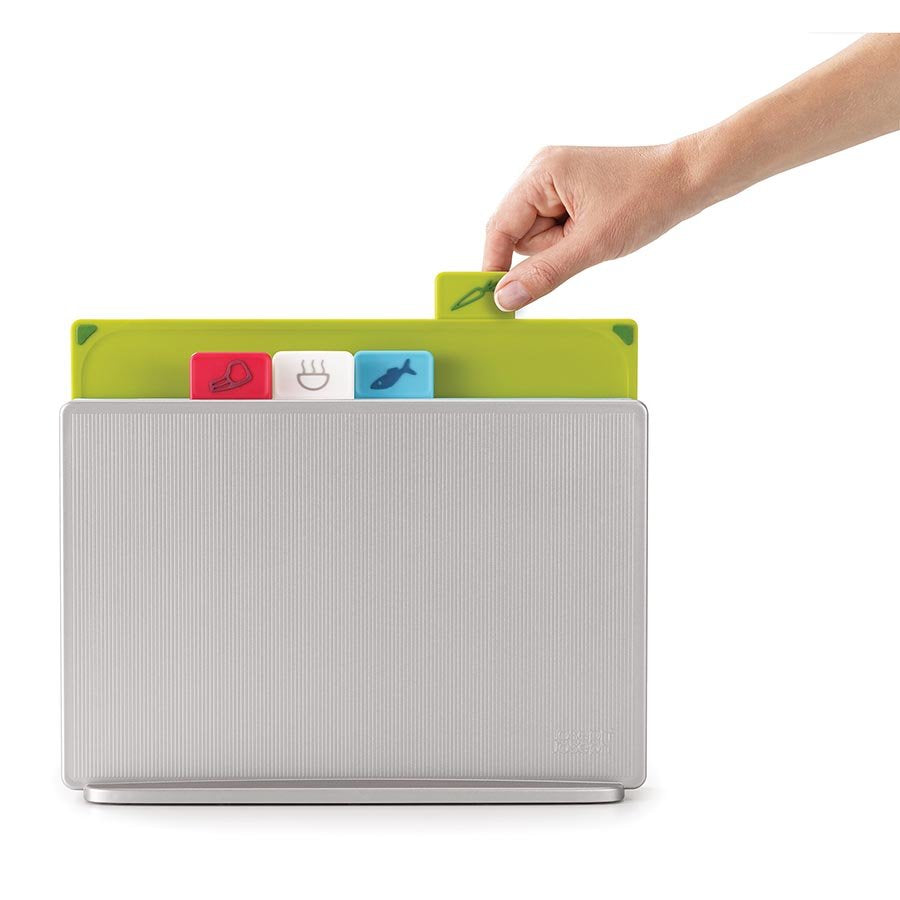 Colour-coded "index" chopping board set