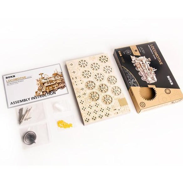 3D Puzzle Mechanical Wooden Train Kit Locomotive