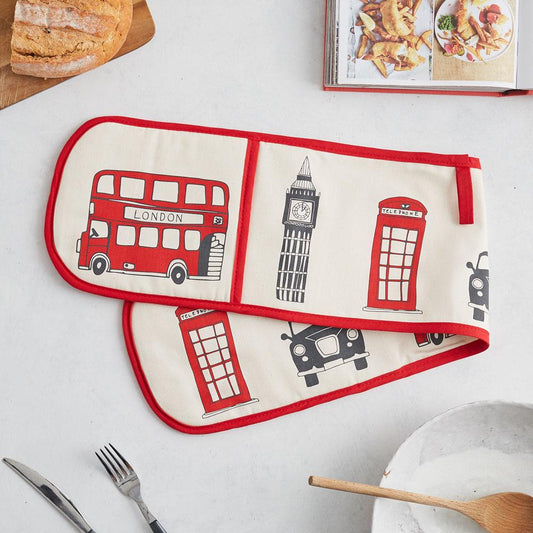 Oven glove with London Skyline souvenir gift in cream