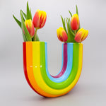 Rainbow Vase Ceramic Double Rainbow Bright Multicoloured Vase