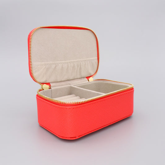 Mini Jewellery Box Faux Leather 'Woman on a Mission' Coral
