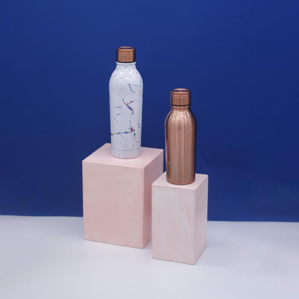 Water Bottle Insulated Double Walled Leak Proof 500ml in Magic Marble Blue and Purple