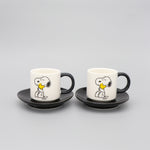 Snoopy Espresso Cup and Saucer Set of 2 Peanuts Comic 'Love' in White and Black