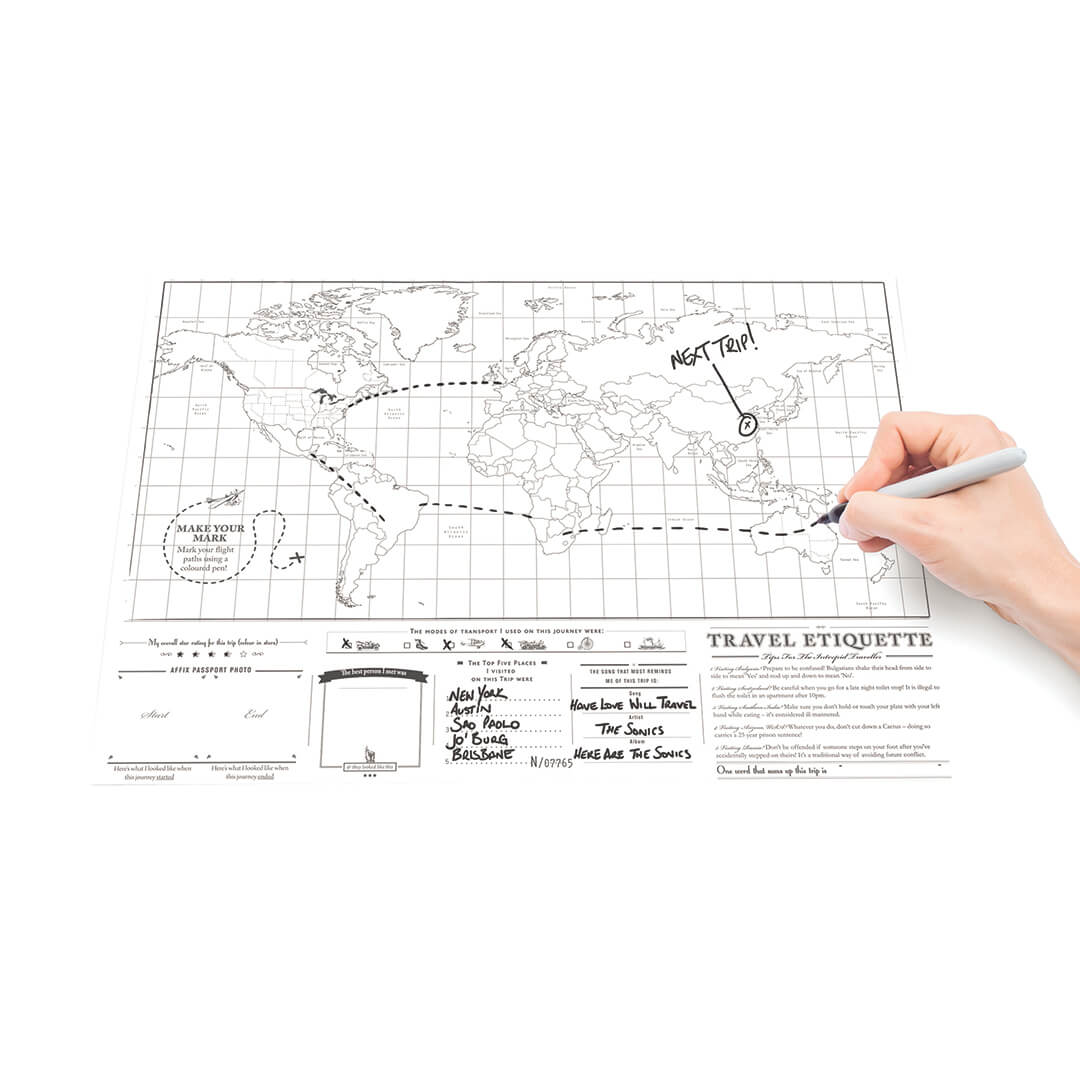 Scratch Map travel edition in white