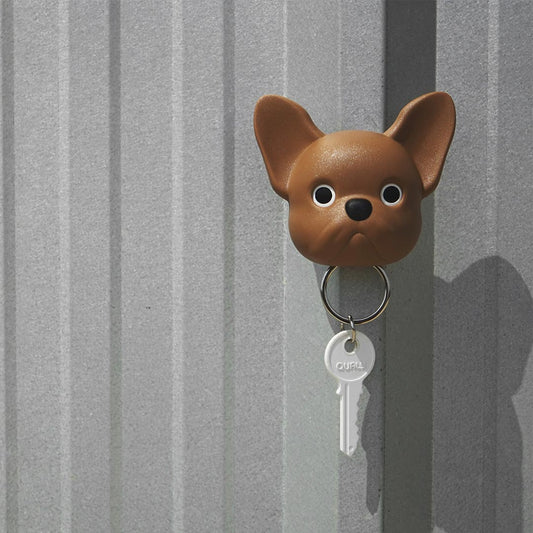 Dog key holder wall mounted Frenchy Dog in brown