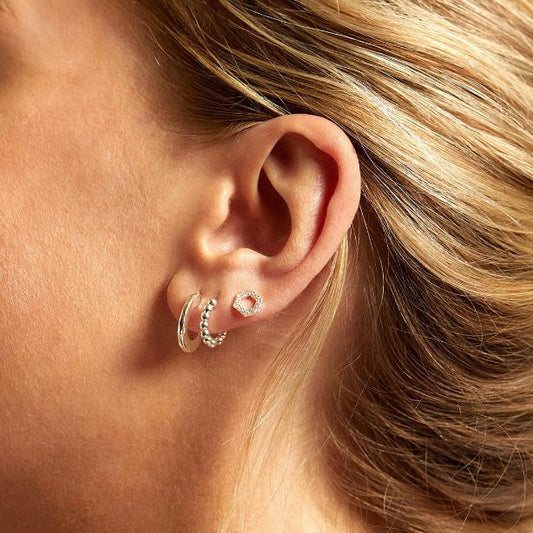 Hoop Earrings Silver Plated Hammered Textured Estella Bartlett