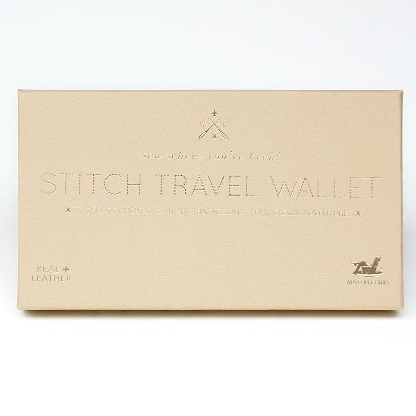 Customisable stitch travel wallet real leather in brown