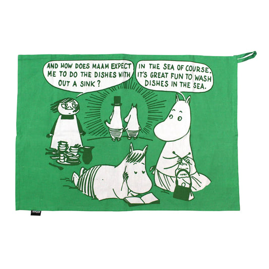 Moomin Tin & Tea Towel Set 'Dishes In The Sea' Scene green
