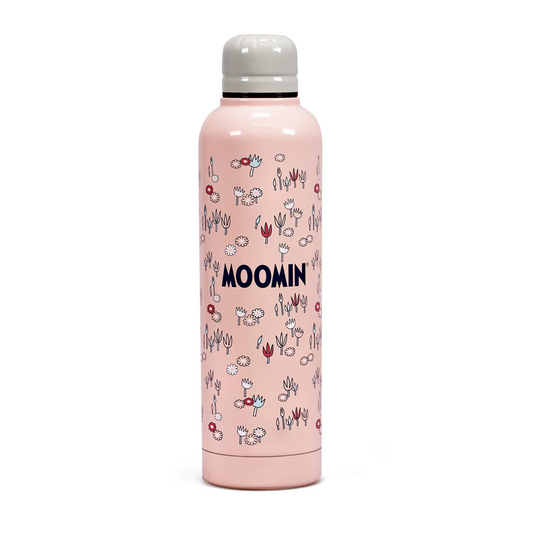 Water Bottle Moomin Pink Flowers Double-Walled