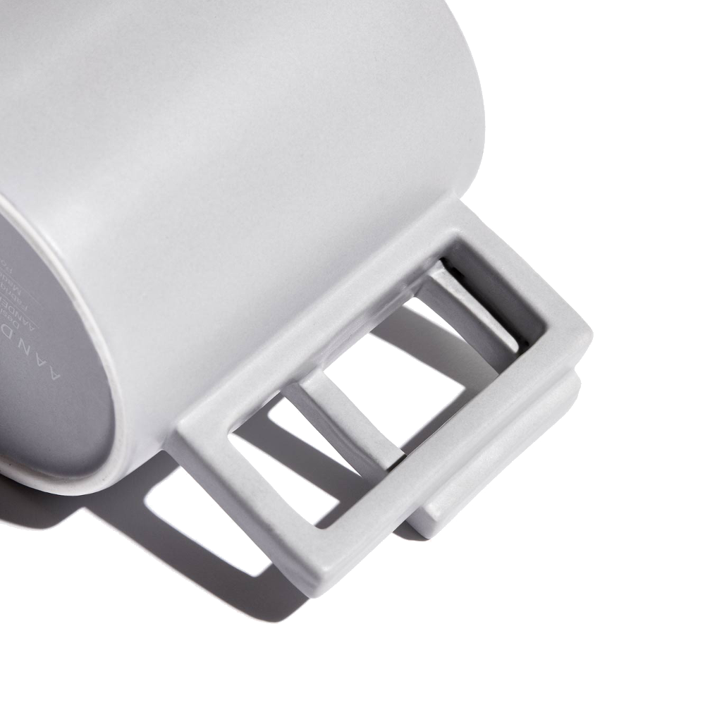 Geometric rectangle contrasting handle mug 'alfred' in light grey