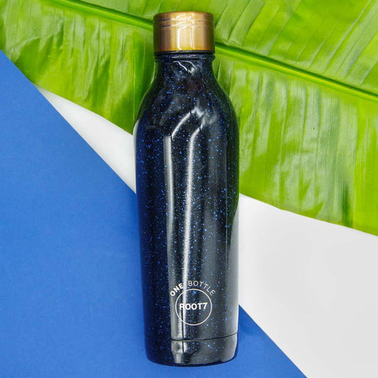 Water Bottle Insulated Double Walled Leak Proof 500ml in Black and Blue Speckled