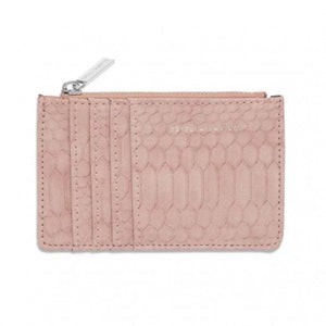 Card Holder Purse Faux Leather in Blush Pink Snake Effect
