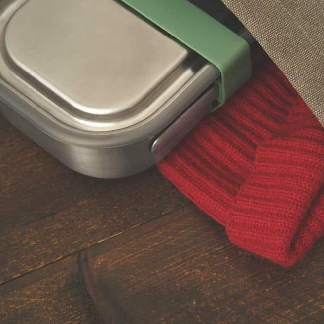 Lunch Box Stainless Steel Food Container Set in Olive Green Large with Fork