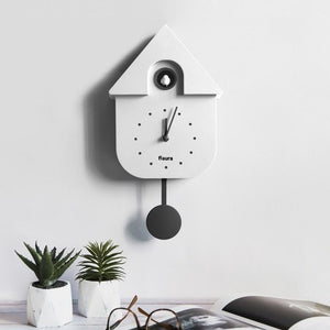 Cuckoo Wall Clock White Black Pendulum