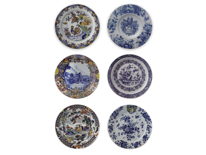 Coasters Delft Blue Plates in Blue White Green Yellow
