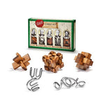 5 Puzzles Set of Wooden and Metal Great Minds Brain Teasers