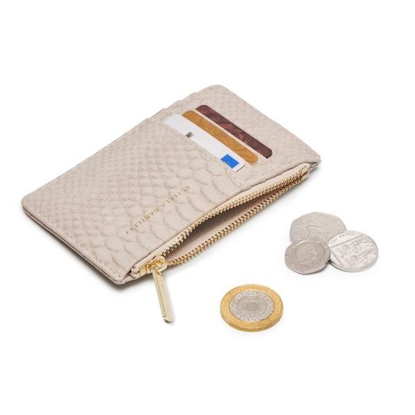 Card Holder Purse Faux Leather in Blush Pink Snake Effect