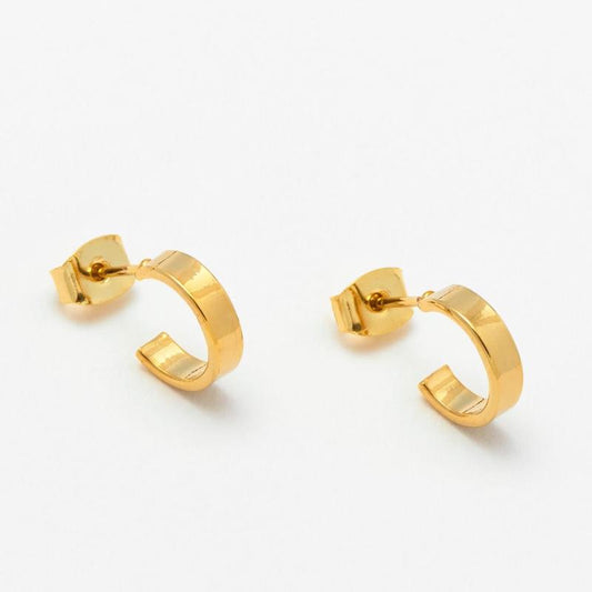 Earrings Mini Flat Edge Hoop Gold Plated