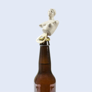 Bottle opener with Goddess Hebe in white