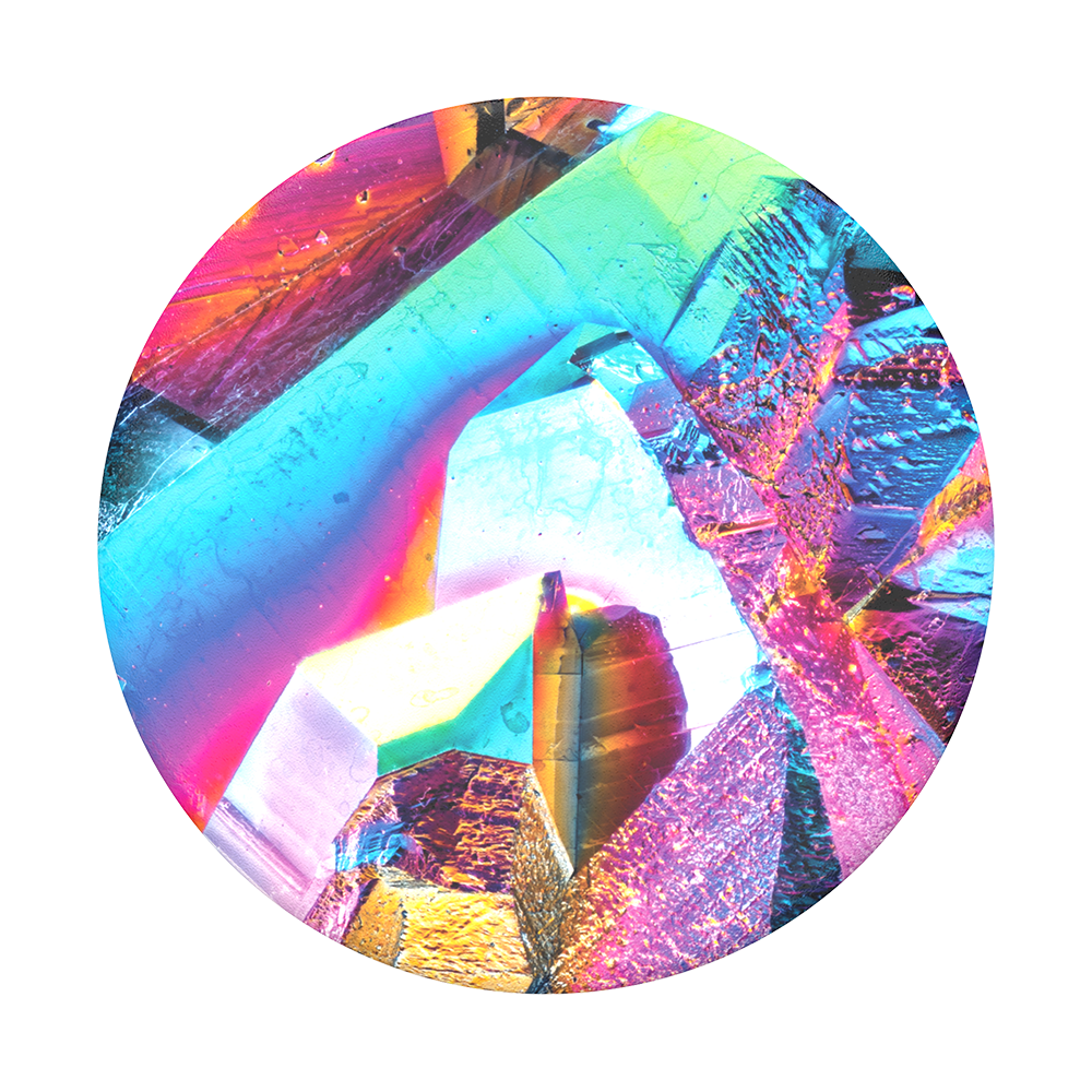 Mobile accessory expanding hand-grip and stand Popsocket in multicolour gem pattern