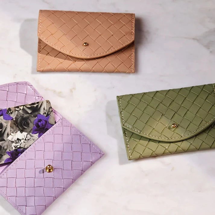 Purse Envelope Taupe Weave for Cards