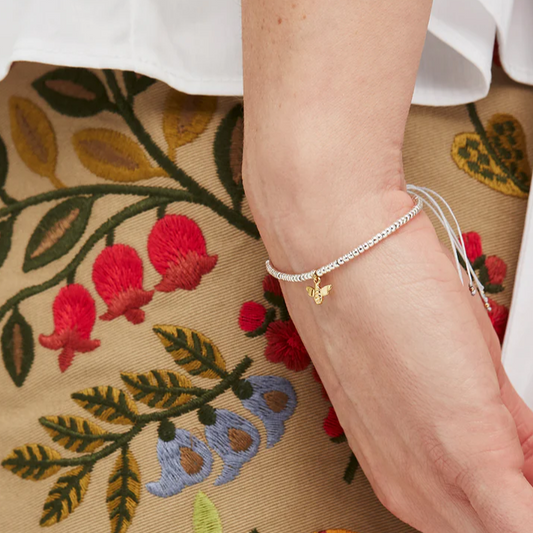 Bee Charm Beaded Friendship Bracelet Gold & Silver Plated Adjustable