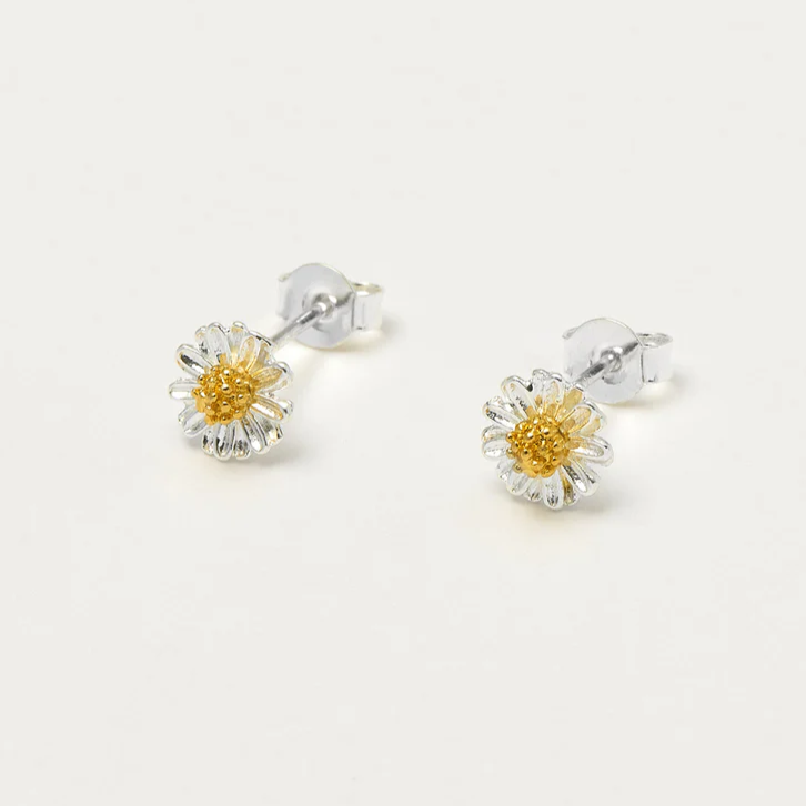Daisy Stud Earrings Silver Plated Wildflower