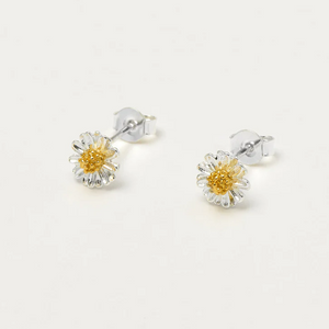 Daisy Stud Earrings Silver Plated Wildflower