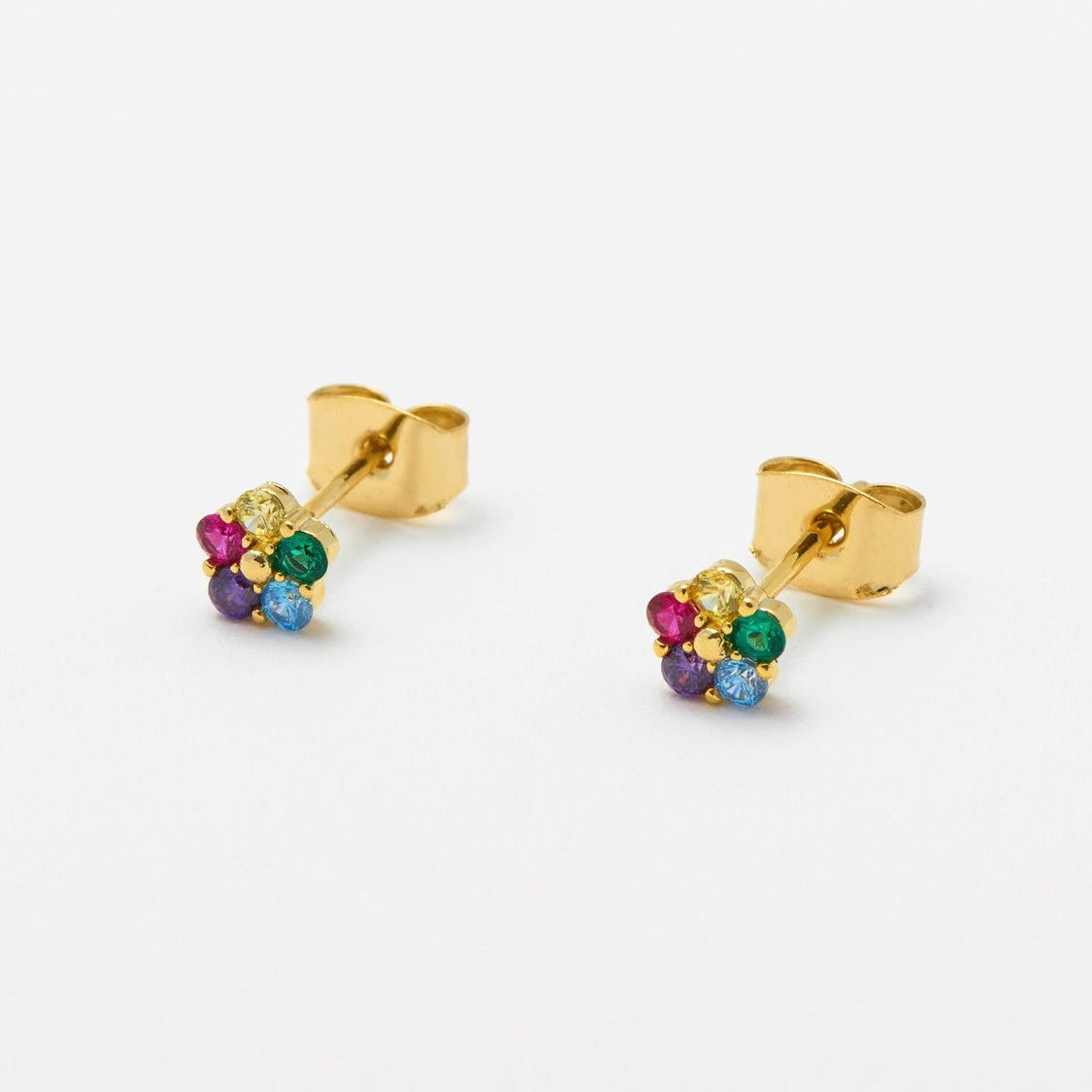 Earrings Mini CZ Flower Studs Gold Plated