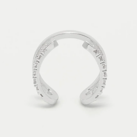 Ear Cuff Open Silver Plated Cubic Zirconia