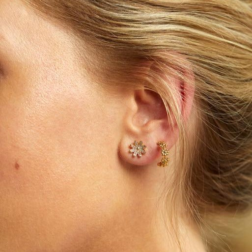 Hoop Earrings Wildflower Daisy Chain Hoop Earrings Gold Plated Estella Bartlett