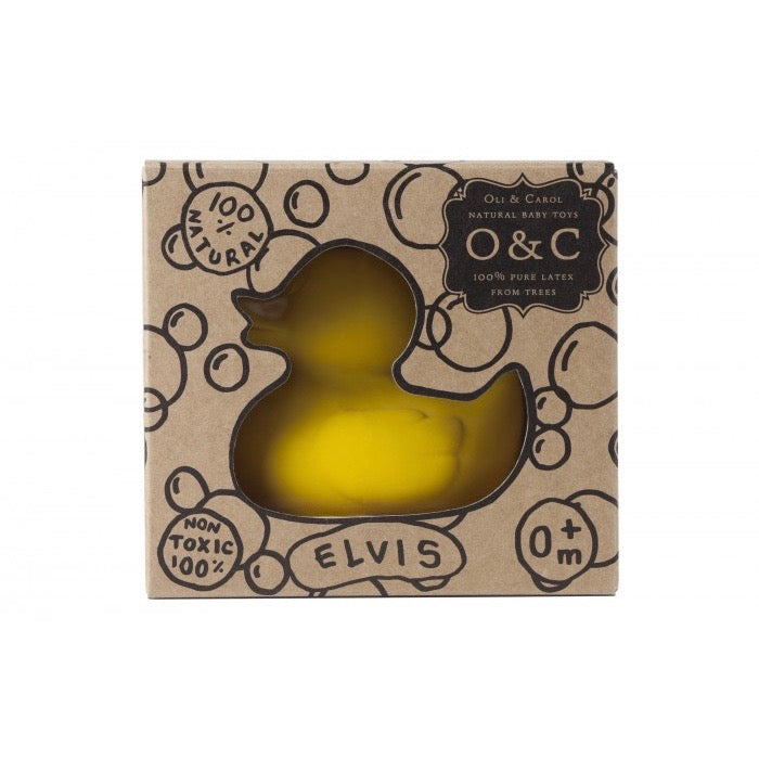 Baby teether and bath toy Duck in yellow made from natural rubber